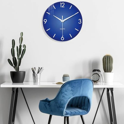 XFM Large Blue Glass Wall Clock 20 Inch Modern - color: Blue, size: 20inch