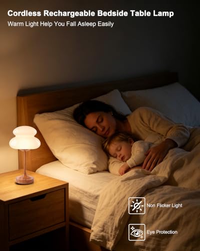 UMEXUS 13" Modern Small Cordless Table Lamp, Rechargeable Battery Operated