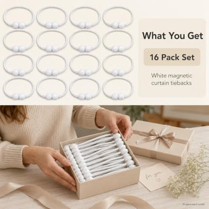Magnetic Curtain Tiebacks 16 Pack White