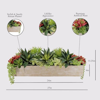 CG Hunter, Oblong Faux Succulent Arrangement, 27 in, Natural, Home Decor - size: 27" Oblong Natural