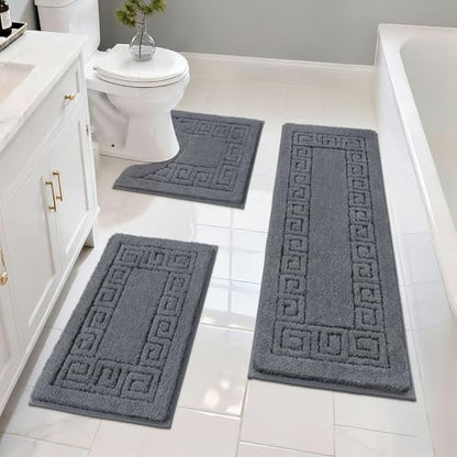 Pauwer Bathroom Rugs Sets 3 Piece, Plush Absorbent Bath Rug, Dark Grey - color: Dark Grey