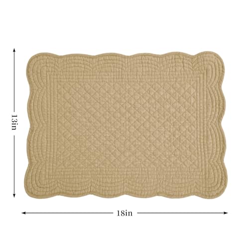 HOMBYS Quilted Placemats Set of 6 Washable-13x18 inches Rectangular Placemats for Kitchen Table-100% Cotton Fabric Rectangular Table Mats, (Dark Brown) - color: Dark Brown