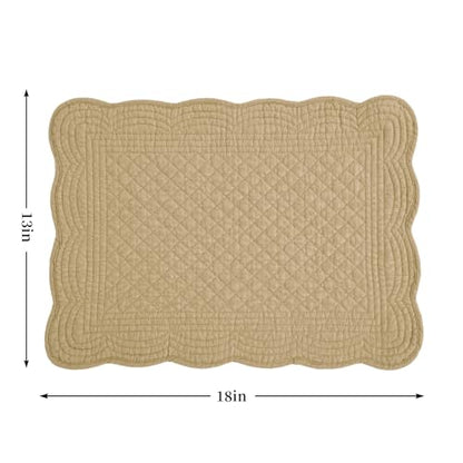 HOMBYS Quilted Placemats Set of 6 Washable-13x18 inches Rectangular Placemats for Kitchen Table-100% Cotton Fabric Rectangular Table Mats, (Dark Brown) - color: Dark Brown