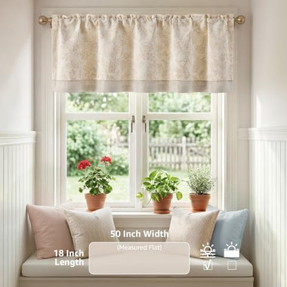 jinchan Linen Valance Curtain Farmhouse 18 Inch 1 Panel Taupe on Beige - color: Forest | Taupe, size: 50"W x 18"L (Pack of 1)