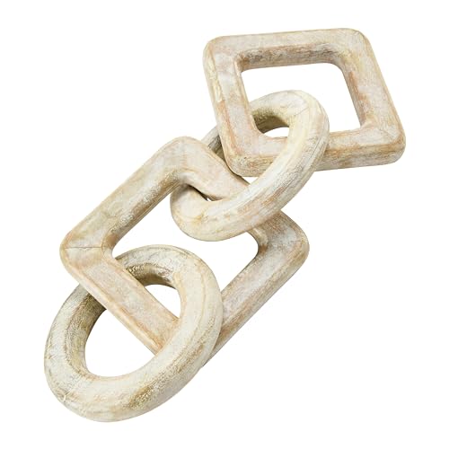 Creative Co-Op Mango Wood Chain Decor, Whitewashed