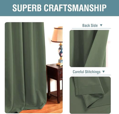 H.VERSAILTEX Blackout Curtain for Living Room Small Window Kitchen Blackout Curtains 45 inch Length Energy Saving Solid Grommet Blackout Drape, One Panel, Bronze Green, 52" W x 45" L - color: Bronze Green, size: 52"W x 45"L (Pack of 1)