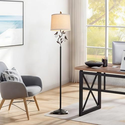 63" Rustic Unique Bird Leaf Floor Lamp for Living Room - color: Bronze