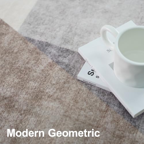 3x8 Washable Geometric Runner Rug - Non-Slip Backing Hallway Rugs Tan Beige - color: Tan Beige, size: 3' x 8' (Rectangular)
