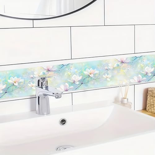 HOMETITUTE Peel and Stick Wallpaper Border 4x196in Pastel Floral Pattern - color: Light blue flowers