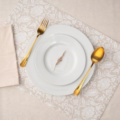 Cotton Placemats Set of 6-13x19 Inch, Reversible Floral Printed Placemats, Durable & Elegant for Dining Table, Wedding, Restaurant, Oeko-TEX Certified - Beige - color: Floral Printed Beige - Reversible Printed