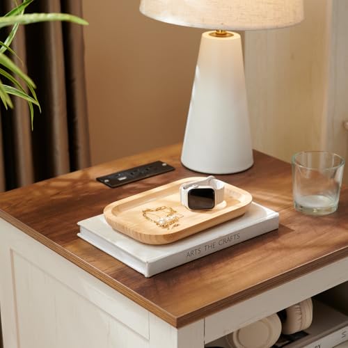 Bamboo Vanity Tray, Bathroom Counter Tray, Toilet Paper Basket Storage for Toilet Tank, Bathroom, Kitchen Counter 7.8 x 5.1 x 0.8 inch - size: 7.9" x 5.1" x 0.8"