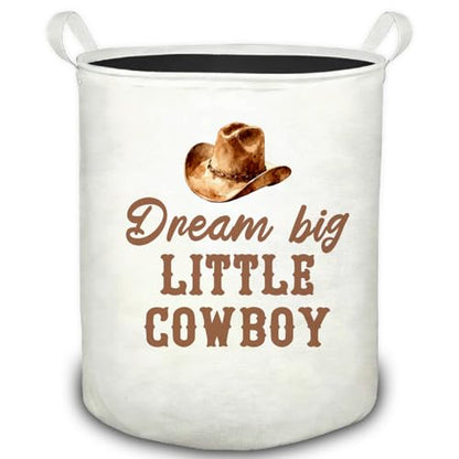 Cowboy Nursery Laundry Basket, Western Dream Big Little Cowboy Foldable Laundry Hamper With Handles Clothes Toys Storage Basket for Boys Kids Room Nursery Playroom Bathroom - color: Western Nursery - Basket