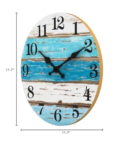 CHYLIN Wall Clock 10" Beach Battery Operated Silent Non-Ticking Coastal - color: A-blue,white, size: 10 inch