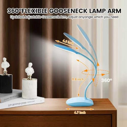 Portable Battery Powered Desk Lamp Small Rechargeable LED Table Light - color: Blue（2PACK)