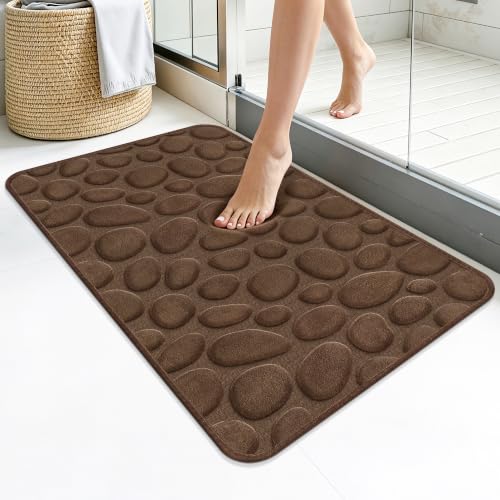 Memory Foam Bath Mat 32x20, Soft Absorbent Bathroom Rug, Brown - color: Brown, size: 20"x32"
