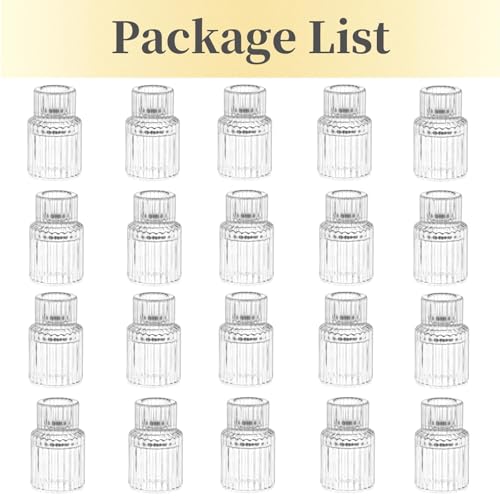 Hewory Taper Candle Holders Bulk, 20PCS Clear Glass Candlestick Holders - color: Clear, size: 20PCS