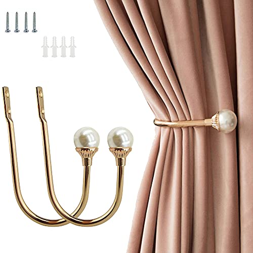 COCIVIVRE 2 Pack Curtain Holdbacks Wall Mounted Curtain Tiebacks Hooks - color: Gold, size: 2 Pack
