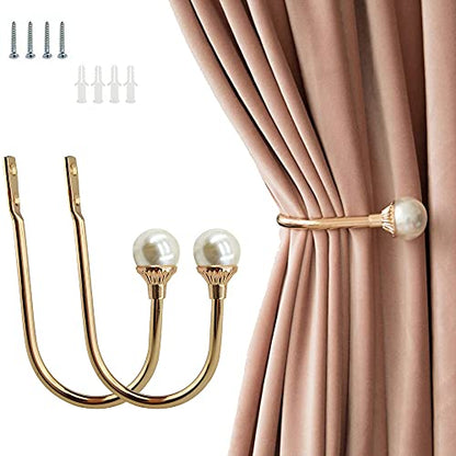 COCIVIVRE 2 Pack Curtain Holdbacks Wall Mounted Curtain Tiebacks Hooks - color: Gold, size: 2 Pack