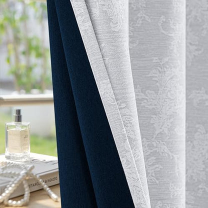FMFUNCTEX Grey Floral Jacquard Blackout Curtains, 52X108 Inches, 2 Panels - color: Grey, size: 52"W x 108"L (Pack of 2)