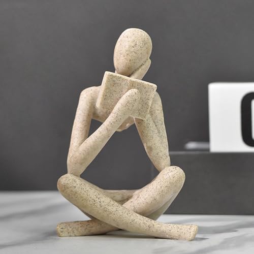 Jinkoozz Gold Reading Women Statue, Thinker Sculptures, Abstract Art Ornament, Modern Aesthetic Figurine Decoration, Suitable for Home Living Room Bedroom Office Shelf Table Desk Bookshelf Decor - color: Right, size: Small