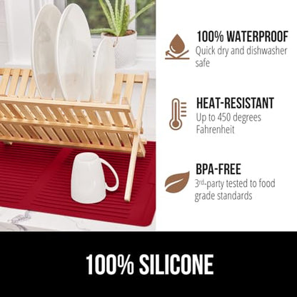 GORILLA GRIP Patented BPA-Free Silicone Dish Drying Mat, 18x16, Red - color: Red, size: 18" x 16", style: Silicone