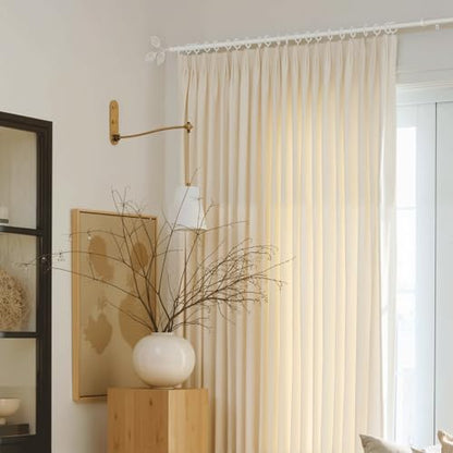 RYB HOME White Curtain Rod for Windows, 1 Inch Sturdy Steel Leaf Finials - color: Matt White, size: 28-48"