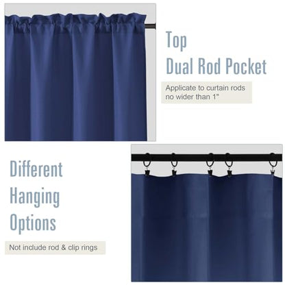 Blue Short Window Curtains Tier 2 Panels Set 30 Inch Drapes - color: Blue, size: 30"W x 30"L (Pack of 2)