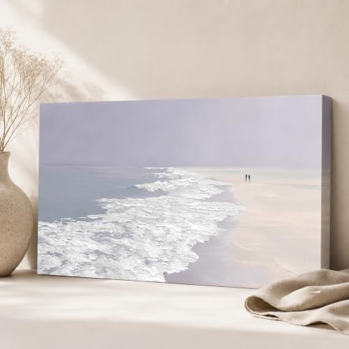 Enartly Ocean Seaside Wave Beach Canvas Wall Art for Living Room 40"x20" - color: White Beach, size: 40"L x 20"W