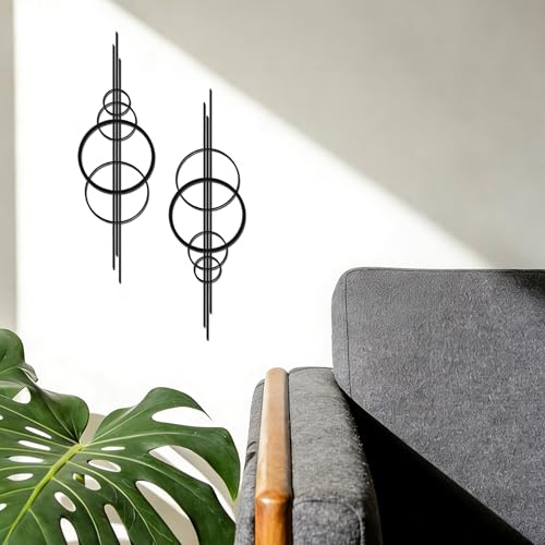 YATEASLU Abstract Line Art Wall Decor, Minimalist Circle Metal for Office