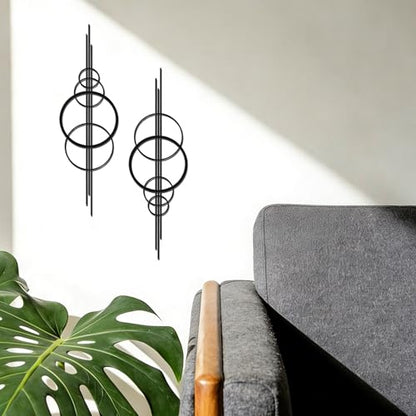 YATEASLU Abstract Line Art Wall Decor, Minimalist Circle Metal for Office