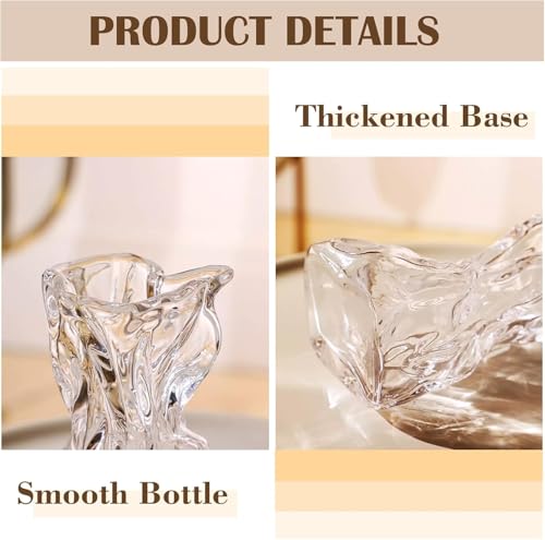 8.5IN Large Glass Vase, Irregular Clear Tall Flower vases for Centerpieces - color: Clear, size: Large