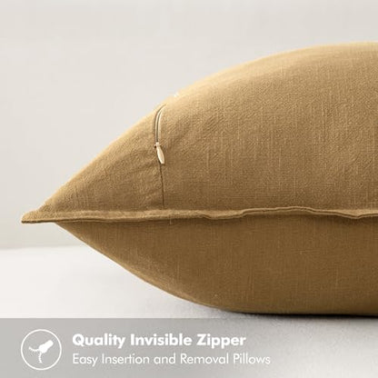 MIULEE Neutral Gold/Brown Boho Linen Pillow Covers 18x18 Inch Pack of 4 - color: Neutral Gold/Brown, size: 18" x 18" (Pack of 4)