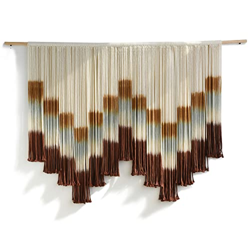Macrame Wall Hanging Large Tie-Dye Geometric Fiber Wall Art Decor 57"W*35"L - color: Multi