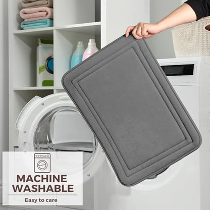 Grey Bathroom Rugs Memory Foam Bath Toilet Contour Mat Set 2 Piece - color: Grey, size: 17 in x 24 in and 20 in x 24 in