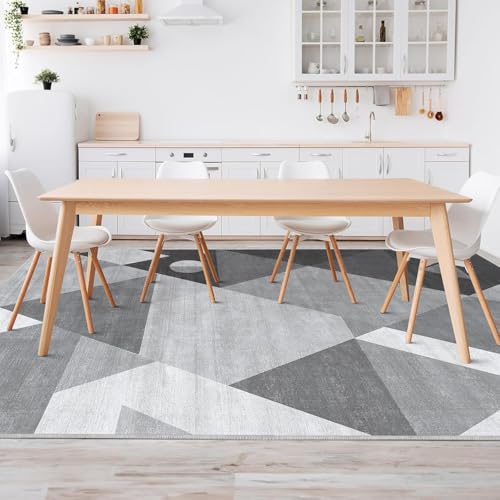 HOMFINE Washable Area Rug - Geometry Style Modern Rugs for Living Room, Bedroom, Machine Washable Rug Soft Non Slip Non Shedding Area Rug - Grey, 10'x14' - color: Grey, size: 10' x 14' (Rectangular)