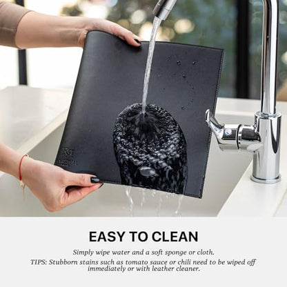 Baroyal Faux Leather Placemats Set of 4 Vinyl Washable Wipeable Table Mats for Kitchen Dining Table Heat Resistant Waterproof Modern Indoor/Outdoor Placemats Non-Slip Easy Clean Place Mats (Black) - color: B-black