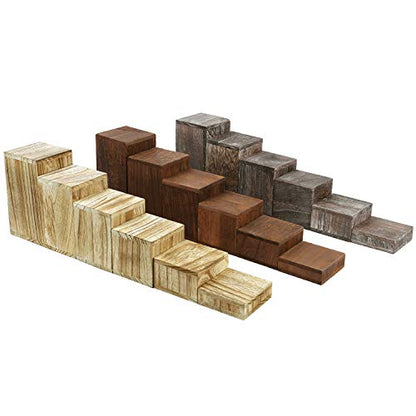 MOOCA 6-Piece Wooden Square Display Risers for Jewelry & Accessories - color: Brown
