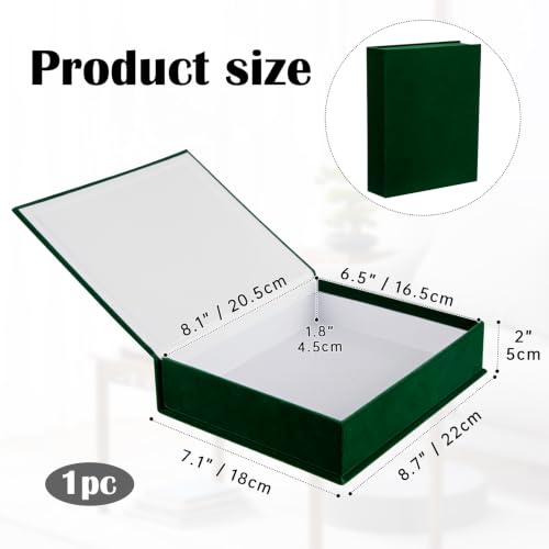 Decorative Storage Box, Dark Green Book-Shaped Velvet Gift Box with Lid - color: Dark Green