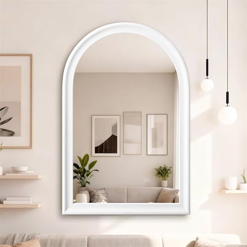 Tanmicoshomy 24x 36 Inch Arched White Bathroom Wall Mirror - color: White, size: 36"L x 24"W