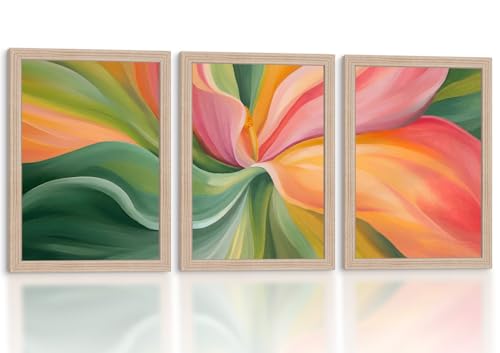 Framed Abstract Floral Canvas Wall Art 3 Pcs Botanical Decor 12x16 Inch