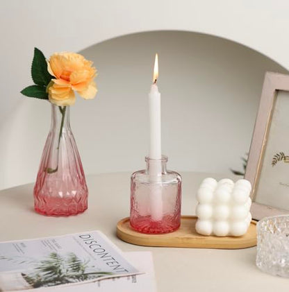 18pcs Pink Glass Bud Vase Set, Small Flower Vases for Centerpieces in Bulk - color: Pink, size: 18pcs