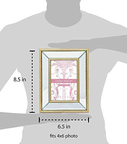 Laura Ashley 4x6 Gold Beveled Mirror Picture Frame Tabletop & Wall Mount - color: Gold, size: 4x6