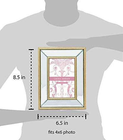 Laura Ashley 4x6 Gold Beveled Mirror Picture Frame Tabletop & Wall Mount - color: Gold, size: 4x6