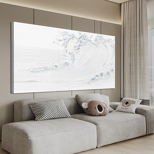 Canvas Coastal Wall Art Decor Landscape White Blue Wave Wall Art 24" x 48" - color: TB-N, size: 48"L x 24"W