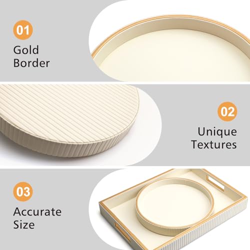 SANZIE Leather Tray Desktop Storage Organizer, Round Valet Tray, White - color: White Disc