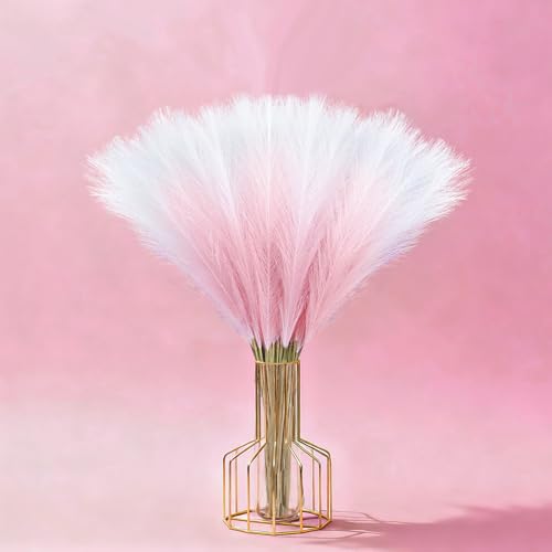 TORONTOKYO 50Pcs 21.6'' Pink Pampas Grass, Faux Pampas Grass Vase Filler - color: Pink, size: 21.6inch-50Pcs