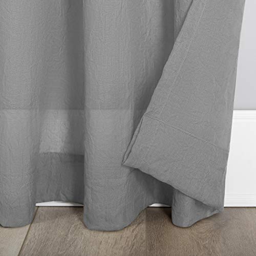 No. 918 Genevieve 2-Pack Linen Weave Sheer Semi-Sheer Rod Pocket Curtain Panel Pair, Gray, 50" W x 120" L (2 Panels) - color: Grey, size: 50"W x 120"L (Pack of 2)