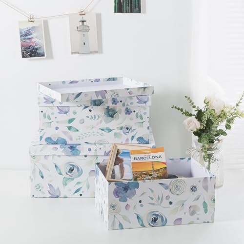 Soul & Lane - Handpicked Bouquet Floral Storage Boxes with Lids, Set of 3 - color: Handpicked Bouquet