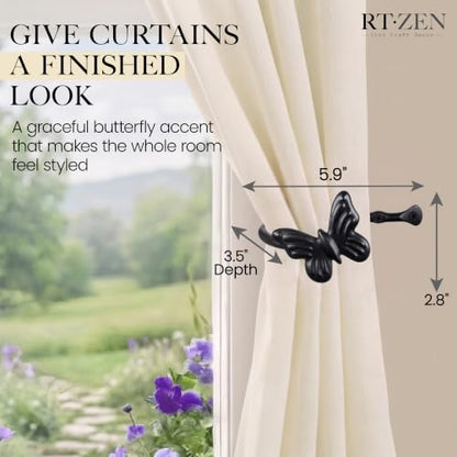 RTZEN Metal Curtain Tiebacks, Drapery Holders for Wall, 2 Pcs - size: Medium, style: Butterfly