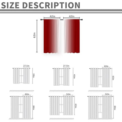 Red White Curtains, Ombre, 2 Panels, 42" W x 63" L, Rod Pocket - color: Red and White, size: 42"W x 63"L (Pack of 2)